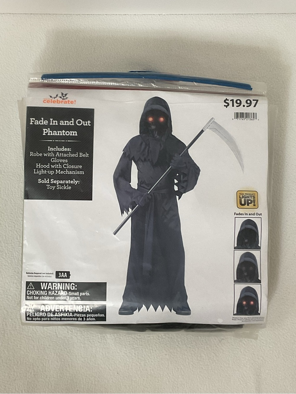 4 PC FADE IN AND OUT PHANTOM HALLOWEEN COSTUME - SZ BOYS MEDIUM 8